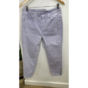 Soft Surroundings Women's Petite Cropped‎ Ankle Zip Denim Jeans Lavender PM